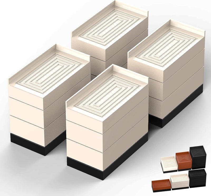 Tclouda Furniture Risers, Bed/Sofa/Desk/Table/Chair Leg/Fridge Lifts to 1.5, 3 and 4 in, Rectangle Adjustable Risers Blocks for Extenders, Heavy Duty Supports Up to 1300 Lbs, 4 in-Apricot-Rectangle - Image 1