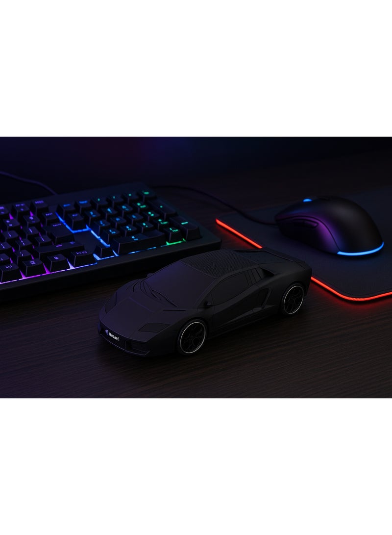 Kisonli B6 Car-Shaped Speaker Bluetooth – Unique Design, 1800mAh Battery, 5W Stereo Sound, Supports Radio, TF Card, and U Disk – Playtime from 4 to 8 Hours – Black Color - Image 2