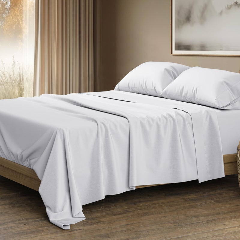 THREAD SPREAD 100 Egyptian Cotton King Size Sheets Set  Luxury 1500 Thread Count Egyptian Cotton Sheets King Size Silky Soft Cooling Sateen Weave 17 Deep Pocket Bed Set  White