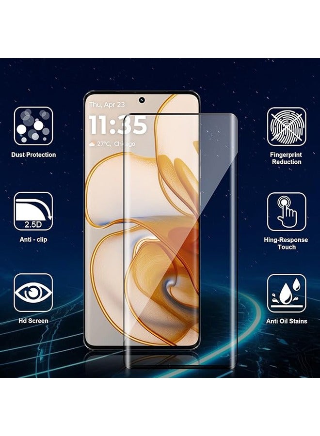 2 Pack Motorola Edge 50 5G Screen Protector, 9H Tempered Glass Screen Protector for Motorola Edge 50 5G, Premium 3D Curved Edge Guard Film，Case Friendly, Anti-Scratch Film (Edge Adhesive) - Image 2