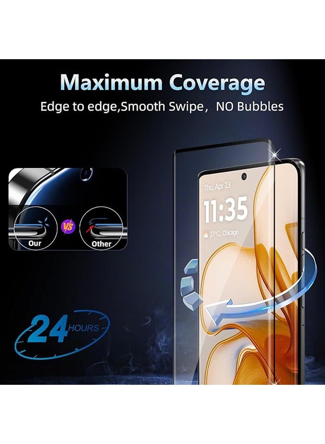 2 Pack Motorola Edge 50 5G Screen Protector, 9H Tempered Glass Screen Protector for Motorola Edge 50 5G, Premium 3D Curved Edge Guard Film，Case Friendly, Anti-Scratch Film (Edge Adhesive) - Image 3