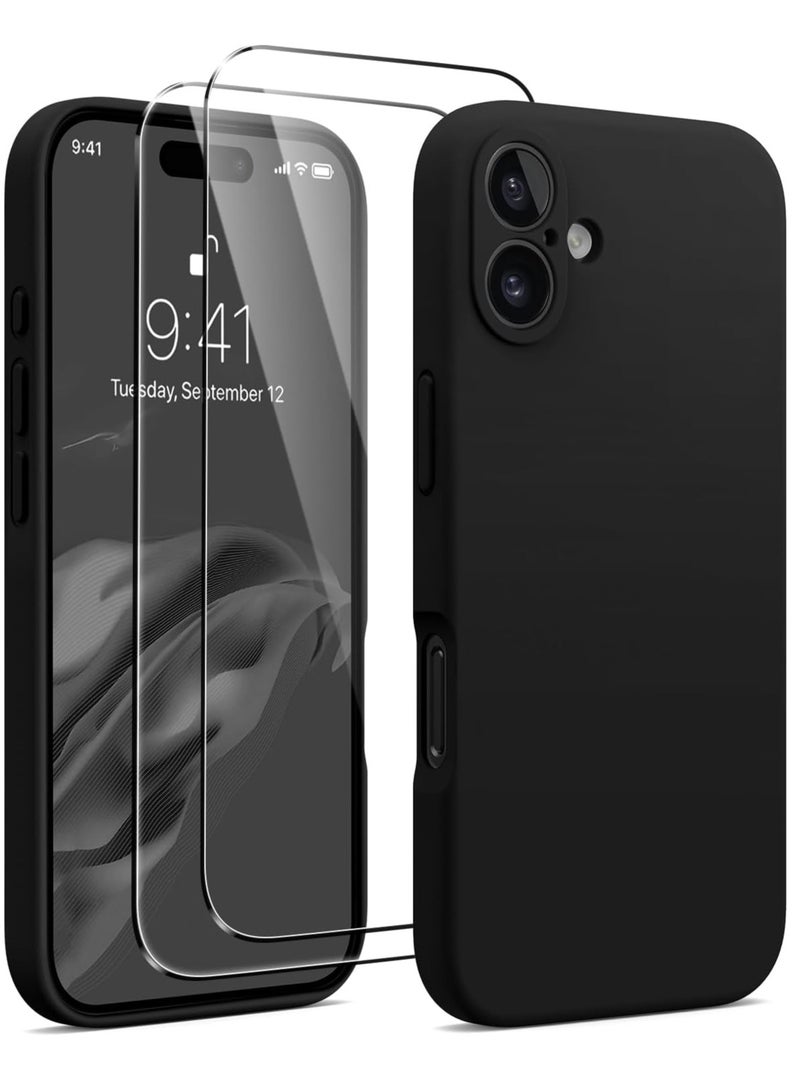 ELTRAZONE Compatible with iPhone 16 Plus Case, Silicone Upgraded [Camera Protection], [Compatible with MagSafe], Anti-Scratch Microfiber Lining Inside with 2 Screen Protectors – Black - Image 1