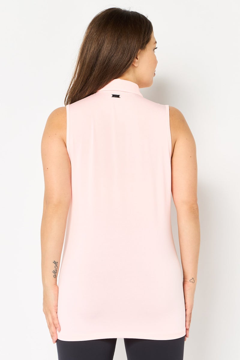 UNDER ARMOUR Women Sportswear Fit Sleeveless Outdoor Polo Shirt, Pink - Image 2