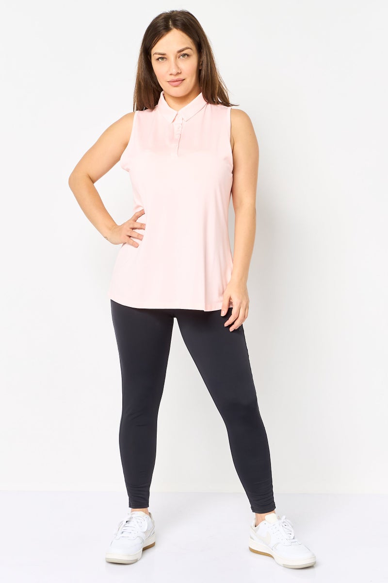 UNDER ARMOUR Women Sportswear Fit Sleeveless Outdoor Polo Shirt, Pink - Image 4