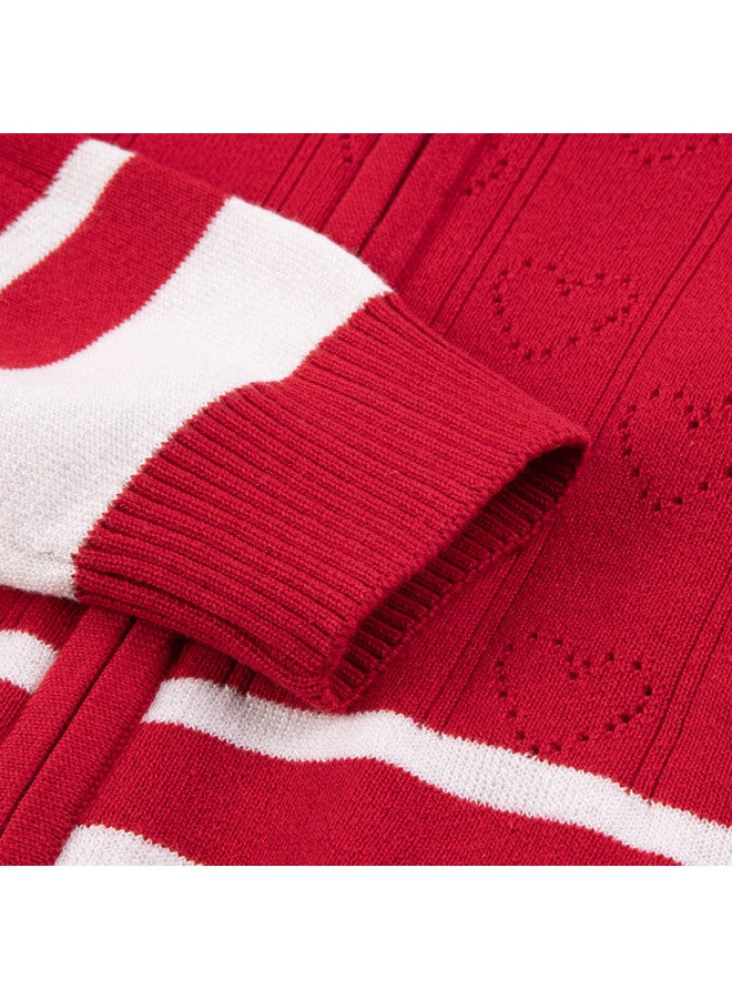 Souhait New Year Girls' Knitted Set  Spring Children's Sweater Dress Classic Red Size 140 - Image 1