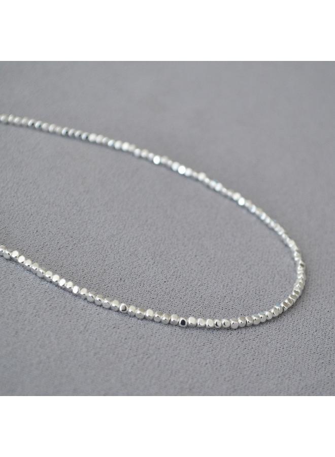 And Korean-style Niche Shiny Silver Chamfered Square Beads Broken Silver Fashionable Simple Elegant Short Thin Necklace Collarbone Chain For Women