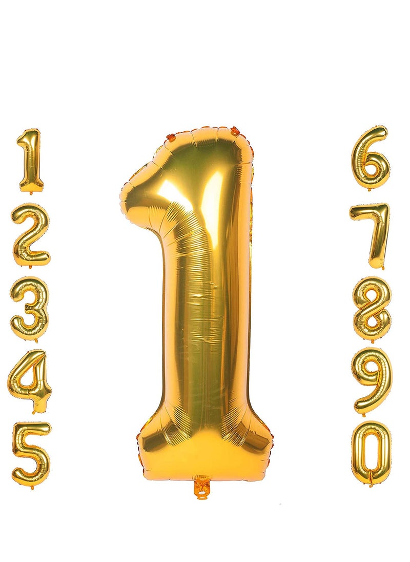 MARKQ 40 inch Number Balloons, Large Gold Foil Helium Balloons for Anniversary Wedding Birthday Party Decoration Supplies (Number 1) - Image 2