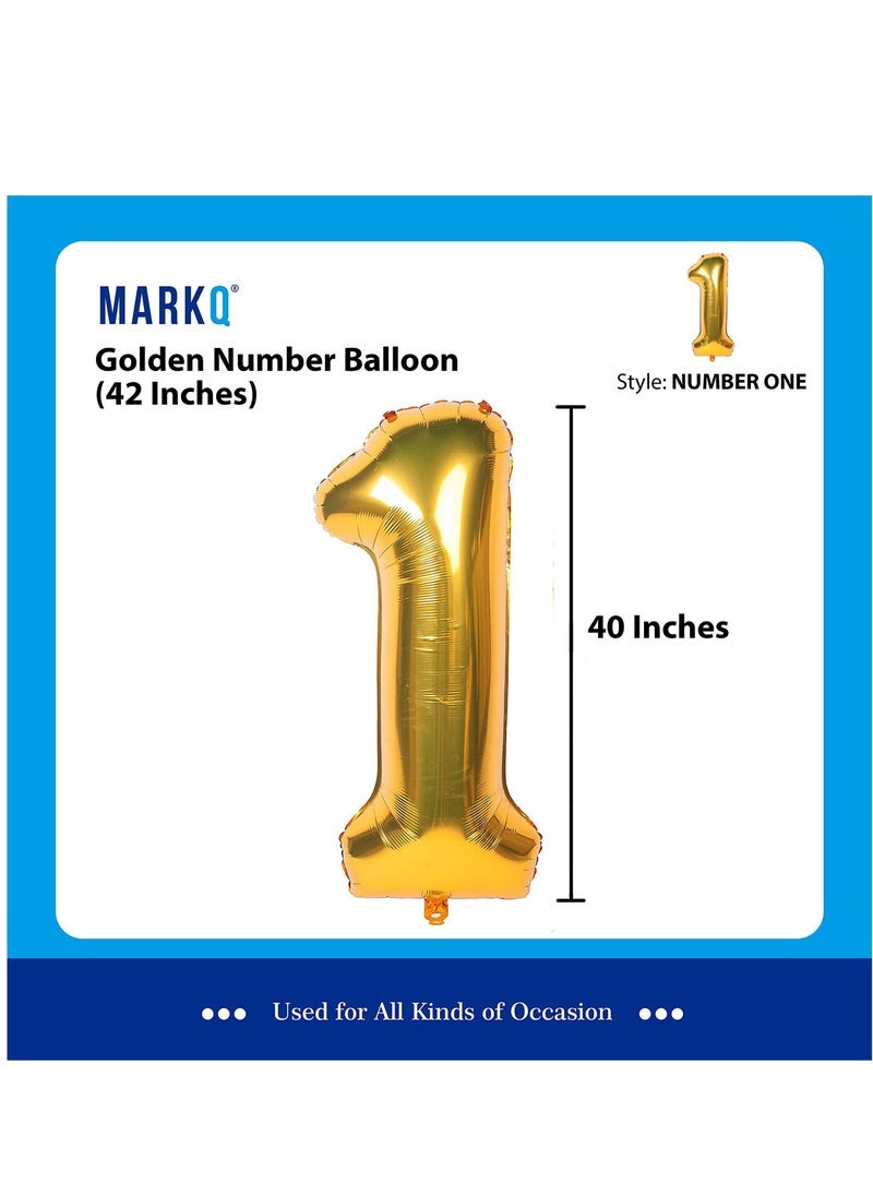 MARKQ 40 inch Number Balloons, Large Gold Foil Helium Balloons for Anniversary Wedding Birthday Party Decoration Supplies (Number 1) - Image 3