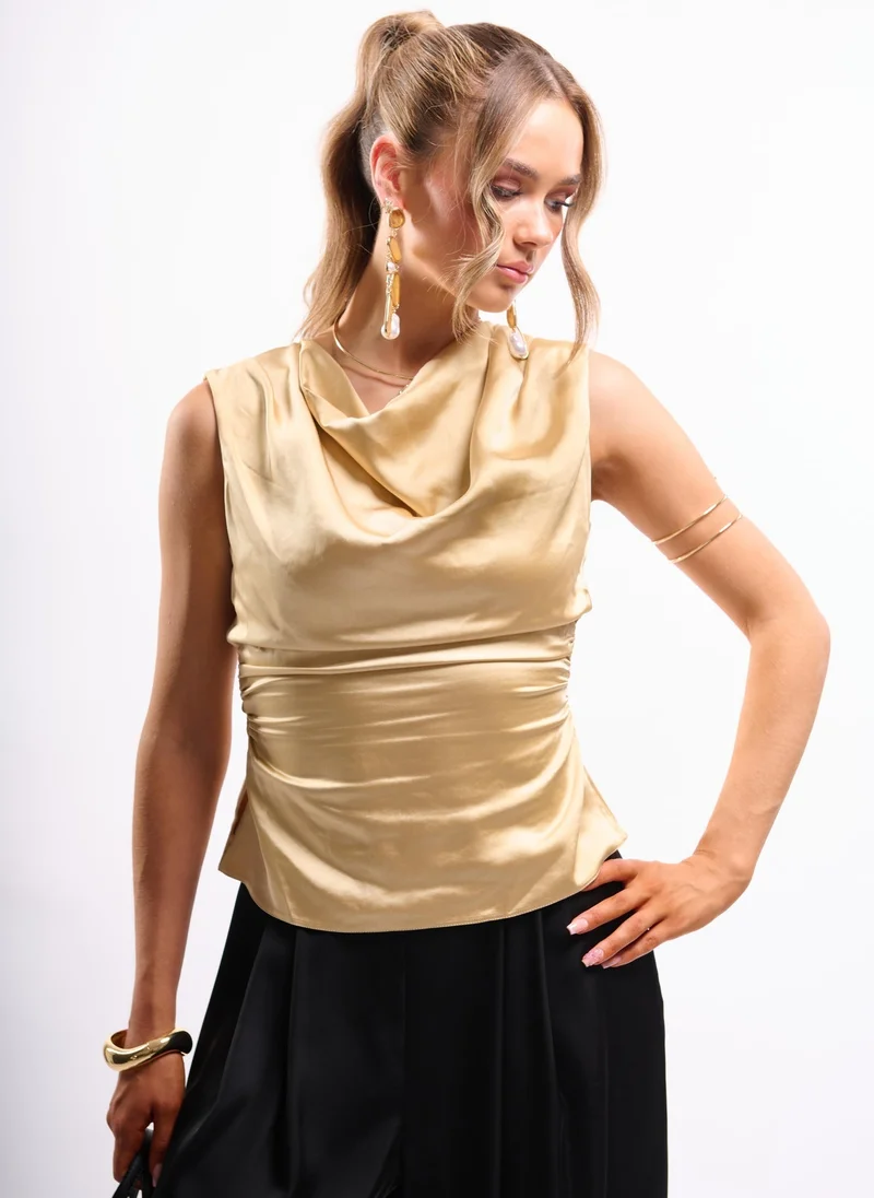 Faia RUCHED SHELL TOP IN GOLD