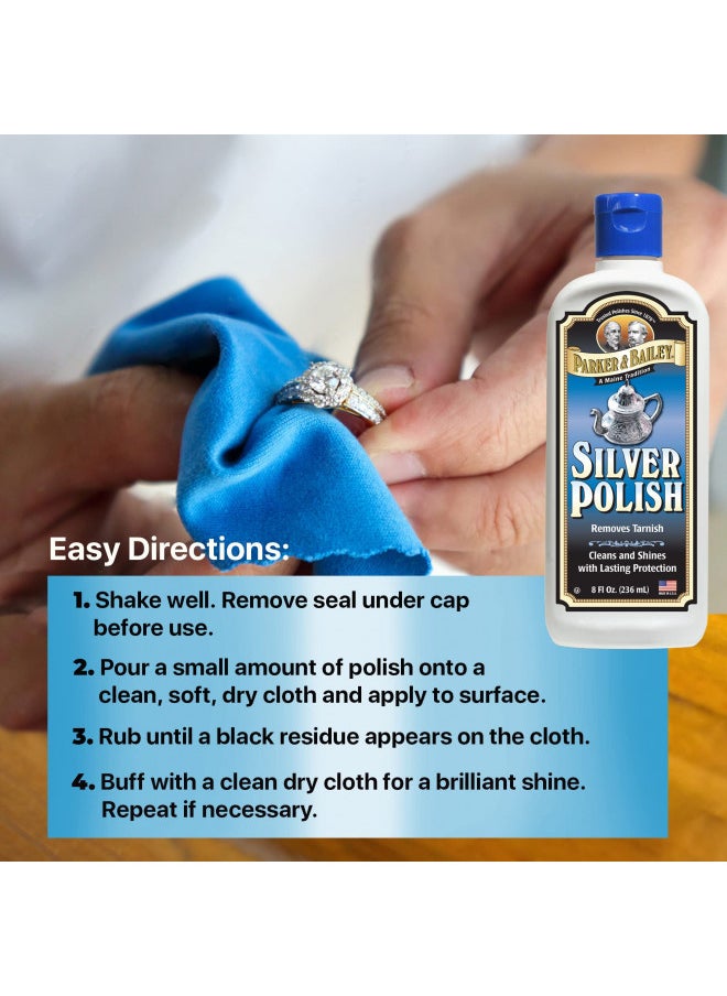 Parker & Bailey PARKER & BAILEY Silver Polish - Silver Polish Cleaner and Polish Tarnish Remover Jewelry Cleaner Metal Polish Cream for Polishing Antique Decor Pans Utensils Furniture 8 Oz Bottle  - Image 4