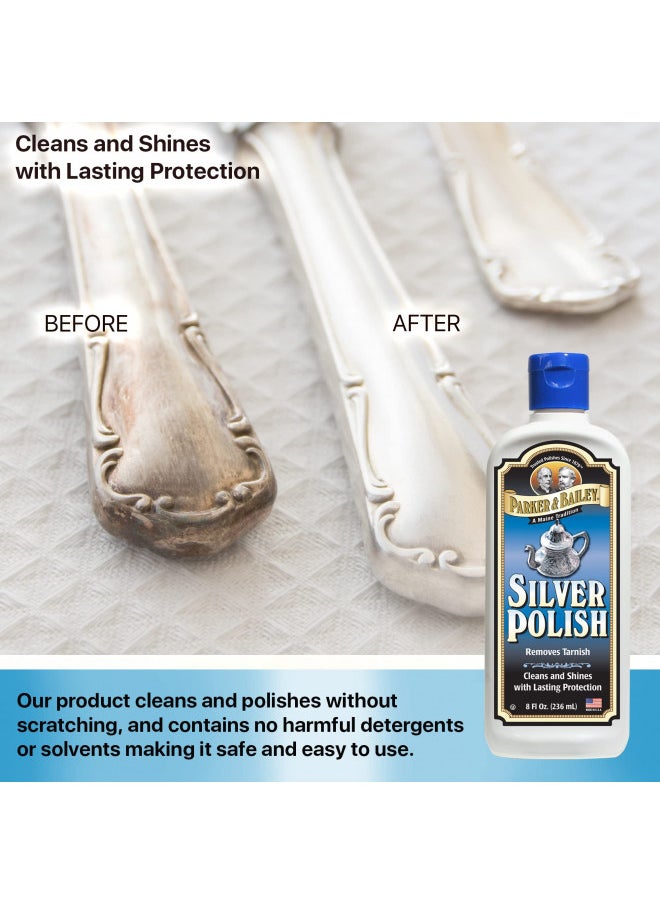 Parker & Bailey PARKER & BAILEY Silver Polish - Silver Polish Cleaner and Polish Tarnish Remover Jewelry Cleaner Metal Polish Cream for Polishing Antique Decor Pans Utensils Furniture 8 Oz Bottle  - Image 3