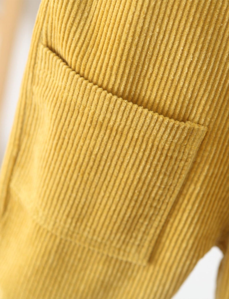 Happy Cherry Infant Newborn Baby Boys Girls Corduroy Overalls Romper Toddler Solid Color Button Buttom Corduroy Bib Overalls Adjustable Suspender Pants Clothing Set Yellow 12-18 Months - Image 4