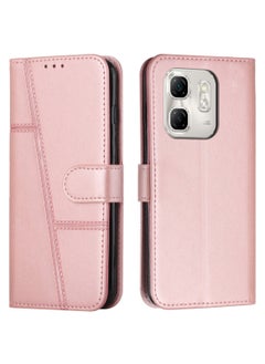 Generic For Infinix Smart 9 Cover,Protective Infinix Smart 9 Case Premium Leather Wallet Case with Card Holder Kickstand Magnetic Closure Flip Folio Case Cover for Infinix Smart 9,Pink  - Image 1