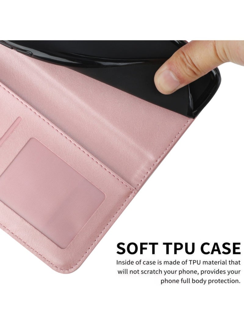 Generic - For Infinix Smart 9 Cover,Protective Infinix Smart 9 Case Premium Leather Wallet Case with Card Holder Kickstand Magnetic Closure Flip Folio Case Cover for Infinix Smart 9,Pink - Image 1