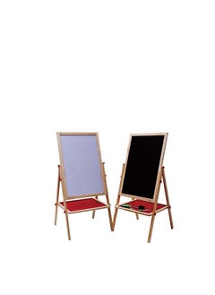Generic Kids Writing Board: Portable Double-Sided Wooden Easel with Whiteboard & Chalkboard, Adjustable Drawing Stand - Ideal Gift for Toddlers  - Image 1
