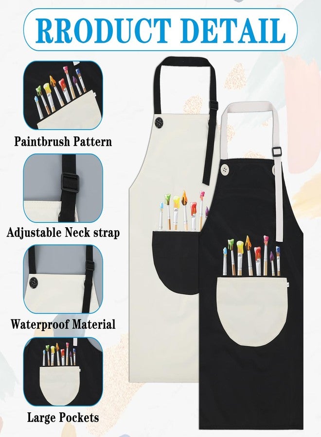 APLZGMG 2 Pcs Waterproof Kids Aprons for Painting, Adjustable Painting Apron, Kids Paintings Apron with Large Pockets, Durable Girls Boys Kid Aged 6-8 Aprons for Art and Cooking Kitchen (Gray-White and Black) - Image 3