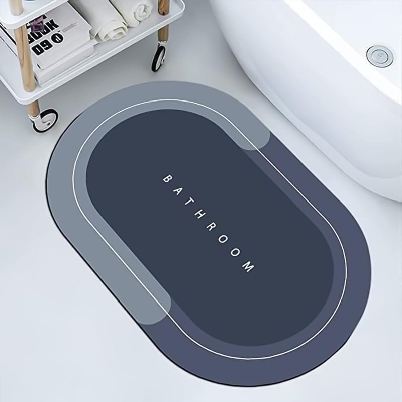 CANWAY® 3 Pieces (3.5mm) Water Soaking Bathroom Print Door Mat, Water Absorbent Mat (40x60cm) Blue - Image 1