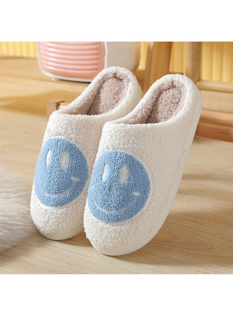 Cartoon Happy Smile Face Fluffy House Slippers Home Indoor