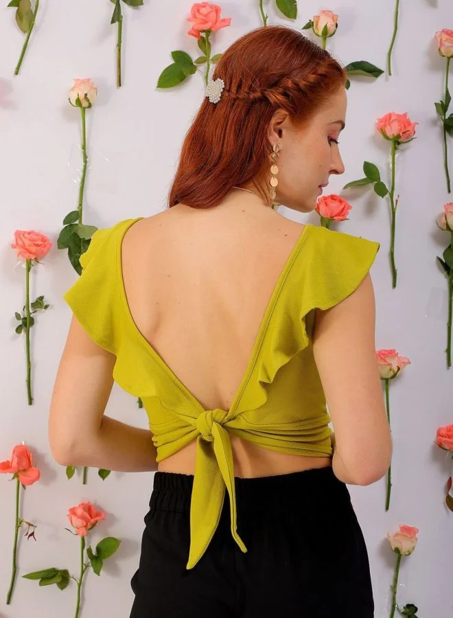 Freehand  Women Regular Fit Solid V-Neck Sleeveless Ruffled Top  | Best Price UAE