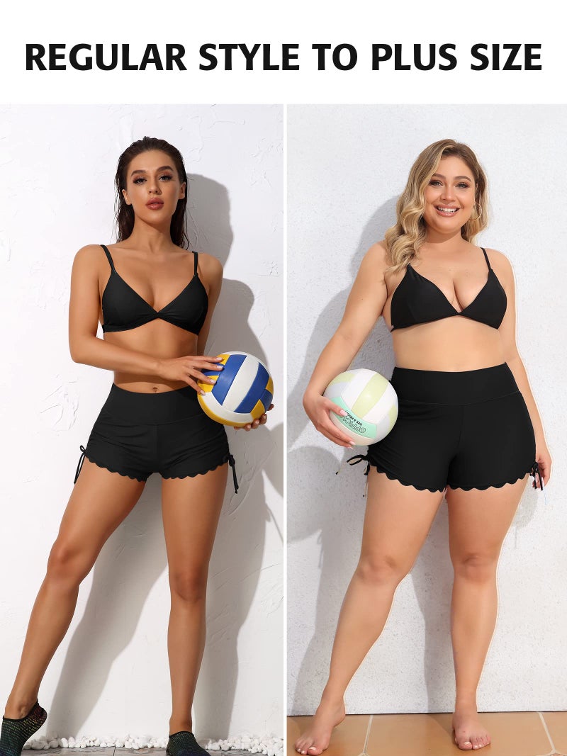 ATTRACO Women Swimwear Bottom High Waisted Swim Shorts Tie Black Swimming Shorts M - Image 5