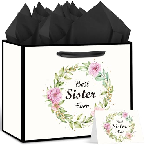 Woosytoo Bestie Birthday Gift Bags for Girls Sister Party Decoration with Greeting Card Tissue Paper - Image 2