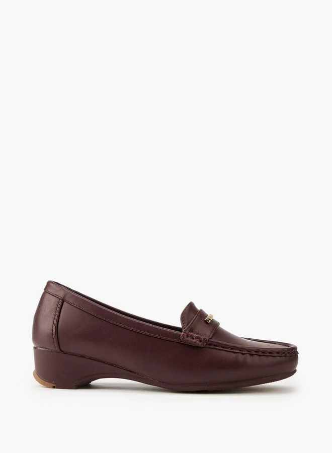 Metal Accent Loafers with Wedge Heels