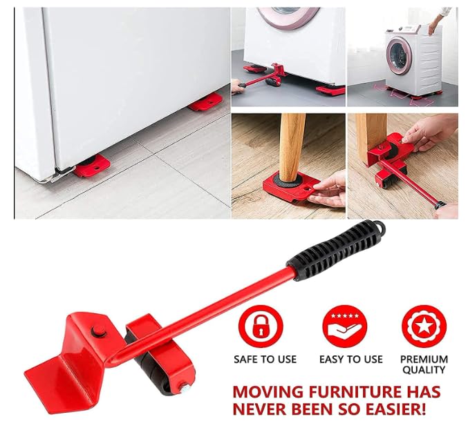ONEFLESH ONEFLESH Heavy Duty Furniture Lifting Moving Tool with Wheel Pads Easy and Safe Moving Slider Tools Ideal for Shifting Washing Machines Fridge Sofa and Wardrobes Multicolor Set of 1  - Image 2