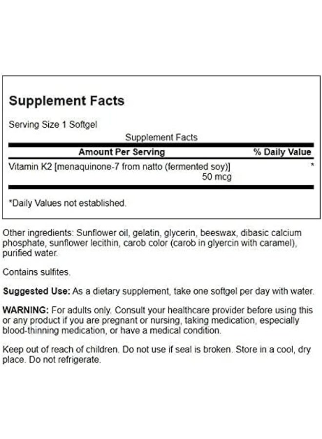 SWANSON Vitamin K2 Softgels 50 mcg, 2 Pack - Image 2