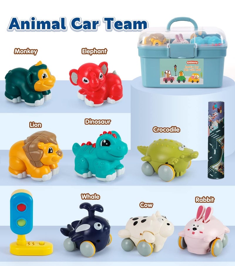 Kiddiworld Animal Car Toys for 1 Year Old Boy Gifts: Mini Trucks with Playmat/Storage Box for Toddler Age 1-2, 1st One First Christmas Birthday Gift for Infant Baby 12-18 Months - Image 4