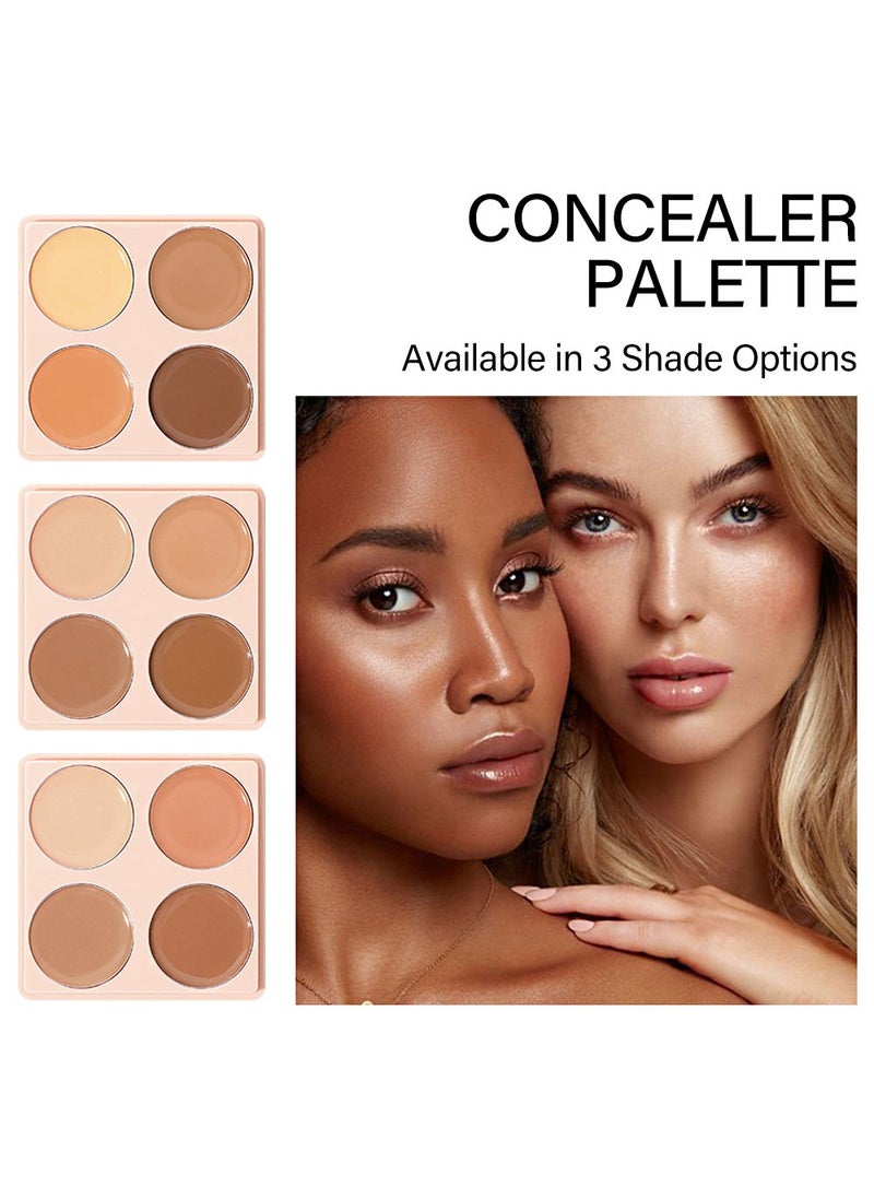 Ushas - 4  Color Concealer Pot Set - Contour Palette for Dark Circles with Powder Puffy - 4 in 1 Full Coverage Color Correcting Foundation Concealer for Contour & Highlight Eye Brightener#02 - Image 1