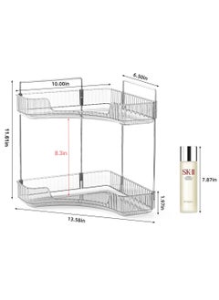 Excefore 2 Tier Corner Bathroom Countertop Organizer, 2 Tiers Vanity Trays for Bathroom Counter, Makeup Organizer, Perfume Tray, Kitchen Spice Rack, Fits 90 Corner, Smoky Gray  - Image 2