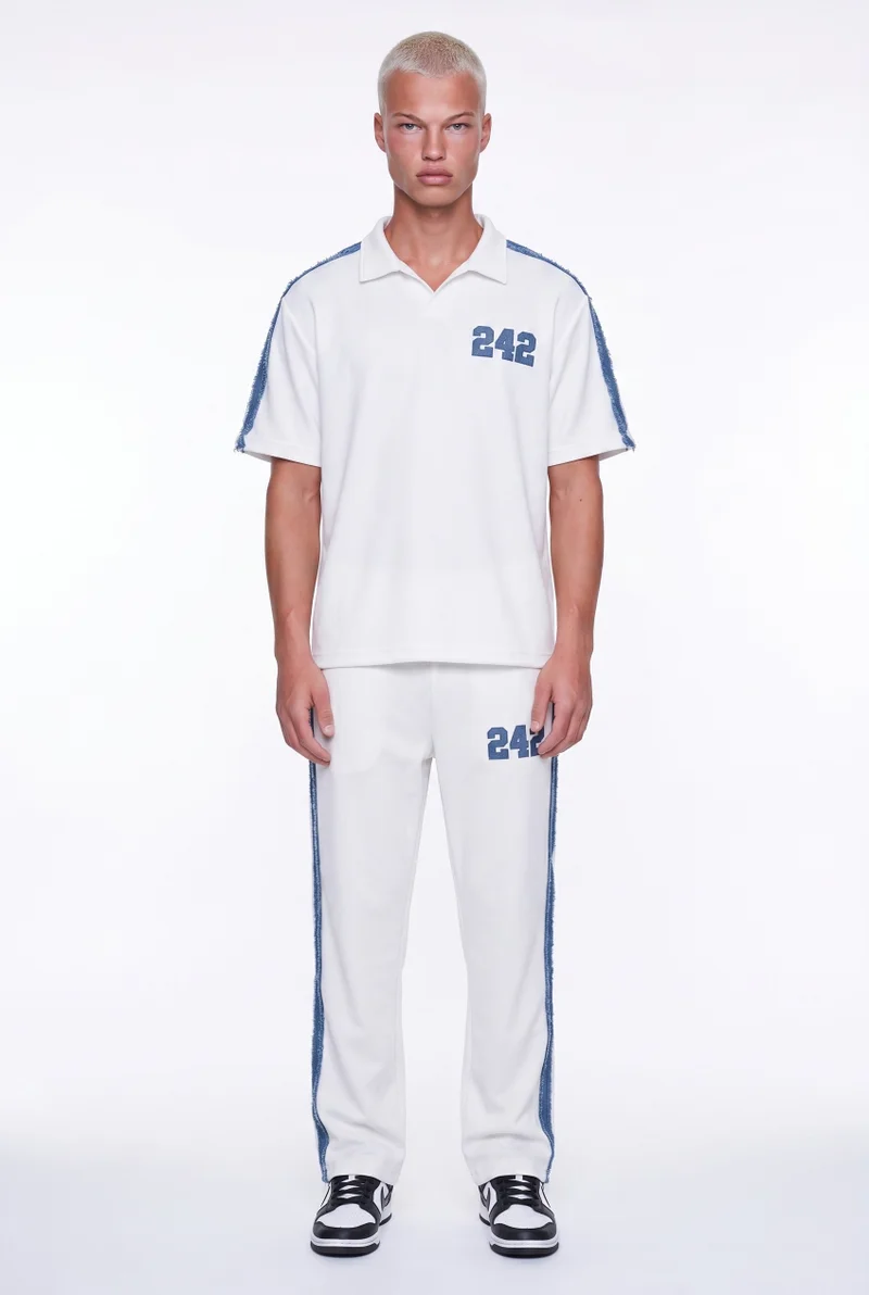 Respire Men's 242 Stripe Detail Regular Fit Tracksuit Set, Ecru