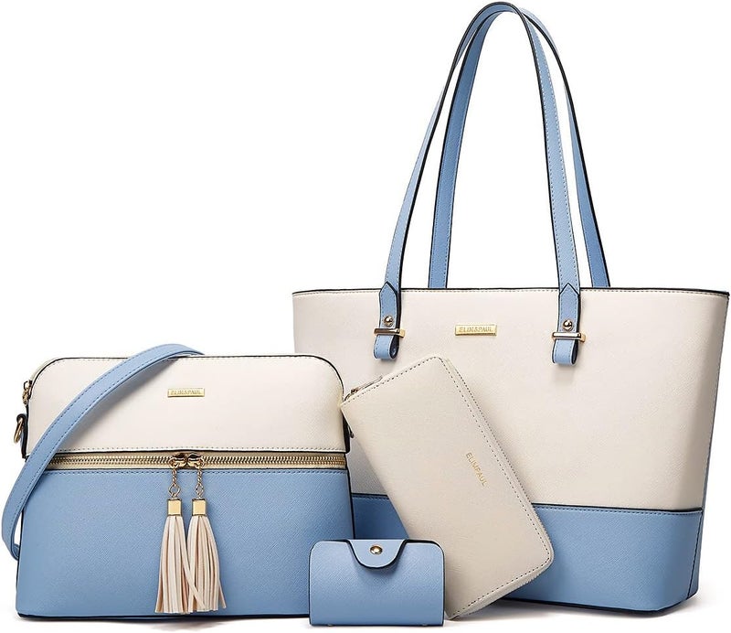 YTL Women Fashion Handbags Wallet Tote Bag Shoulder Bag Top Handle Satchel Purse Set 4pcs - Image 1
