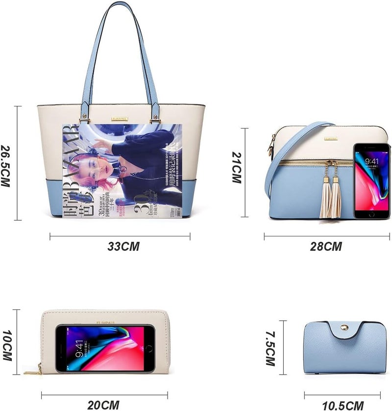 YTL Women Fashion Handbags Wallet Tote Bag Shoulder Bag Top Handle Satchel Purse Set 4pcs - Image 3