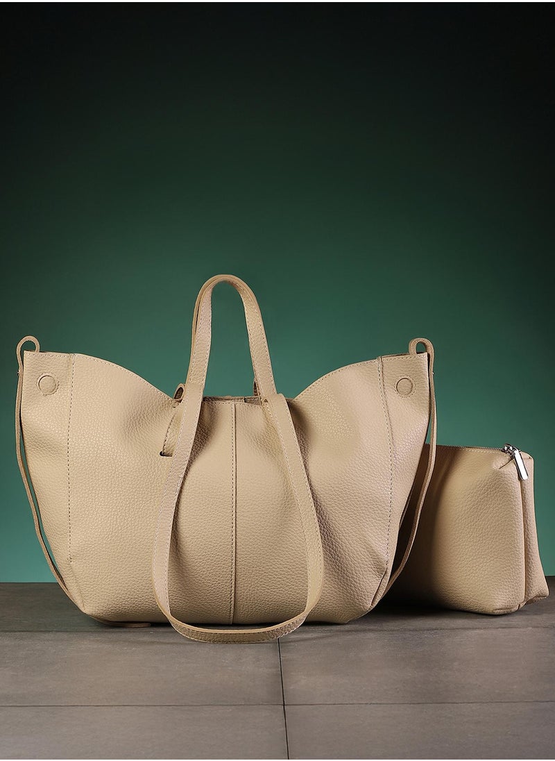Haute Sauce Solid Zip Lock Regular Vegan Leather Hand Bag For Women  - Image 1
