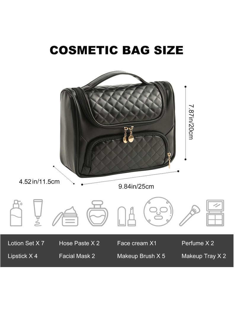 SOLARAE Travel Hanging Toiletry Bag, Travel Makeup Bag, Cosmetic Travel Bag, Large Toiletries Bag, Waterproof Cosmetic Bag, Makeup Organizer Bag for Women Girls, Black - Image 5