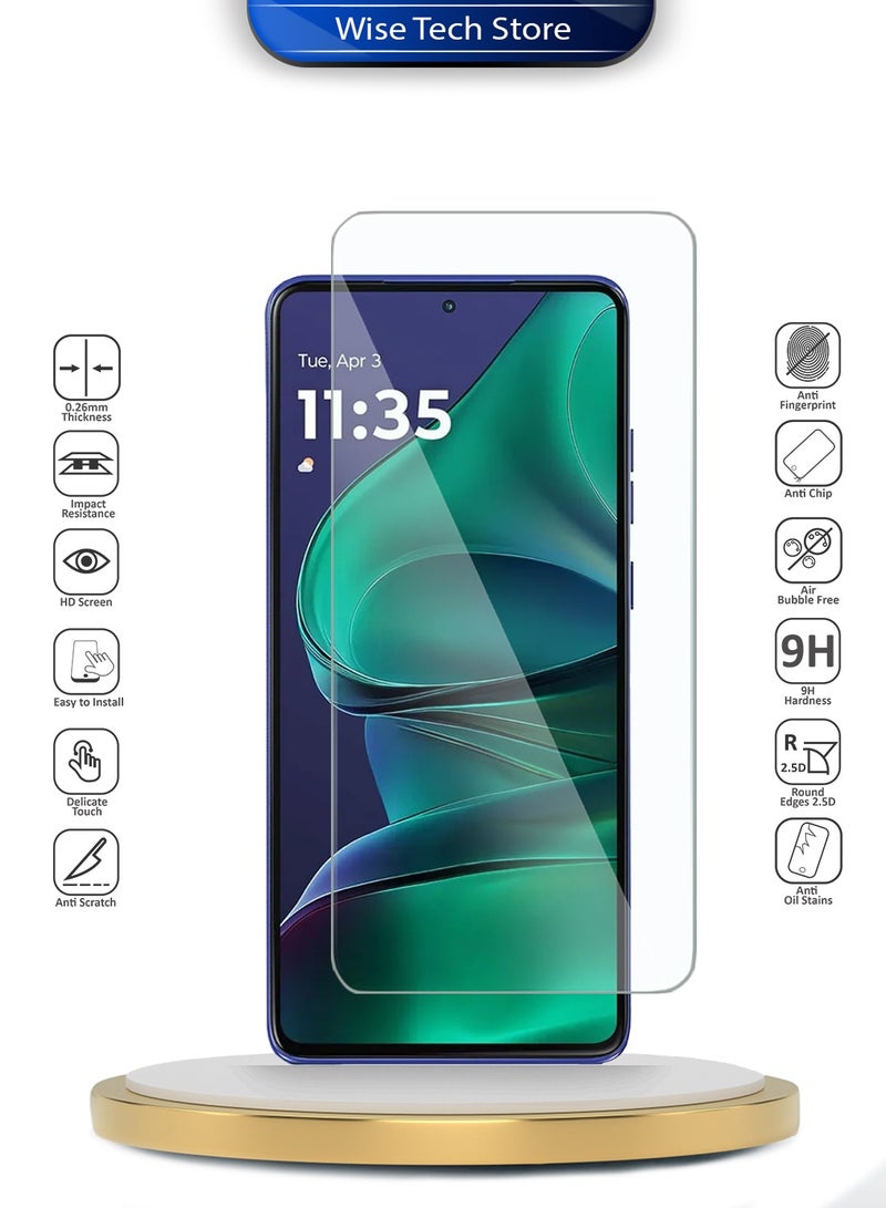 دبليو تيك واقٍ شاشة هاتف موتورولا إيدج 60 ستايلس 5G 2025 سلسلة WTech بريميوم بحواف منحنية زجاج مقسى 9H 2.5D شفاف (MSG9CN) - Image 2