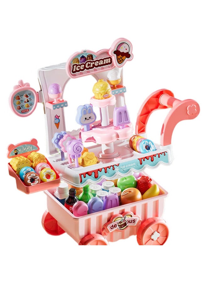 Xst Children'S Ice Cream Cart, Baby Candy Cart, Street Vending Trolley, Toy Sales Machine, Pretend Play, Girls' Birthday Gift - Image 1