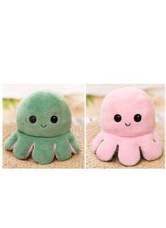 Y&D Octopus Doll,Cute Plush Toys Double Sided Flip Doll Soft Stuffed Animals Creative Toy Gifts for Kids, Girls, Boys, Friends, Green Pink  - Image 1