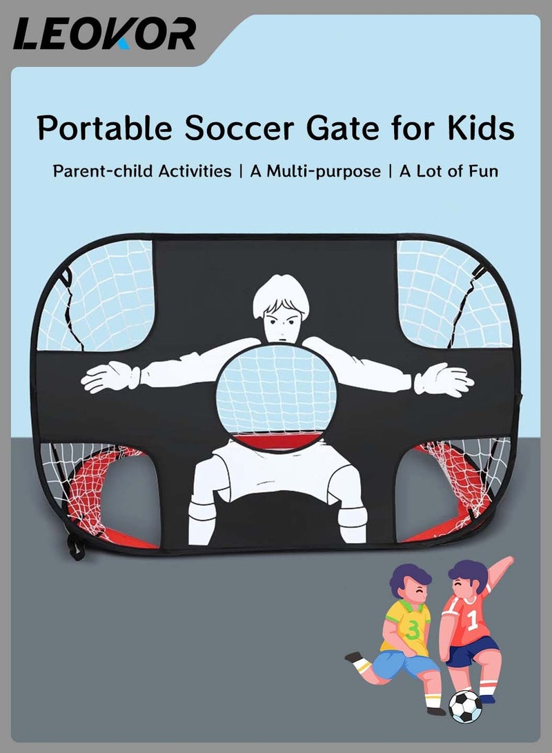 LEOKOR Portable Football Goal,Outdoor-2 in 1 Soccer Nets,Foldable with Carry Bag,Suitable for Pop Up Training Goals,for Kids and Adult Backyard Indoor or Outdoor - Image 2