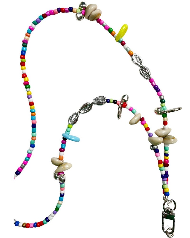 ARENDELLE Navratri Colourful Beads and Shells Phone Sling - Handcrafted Vibrant Mobile Sling Chains [AMS044] Multicolour - Image 2