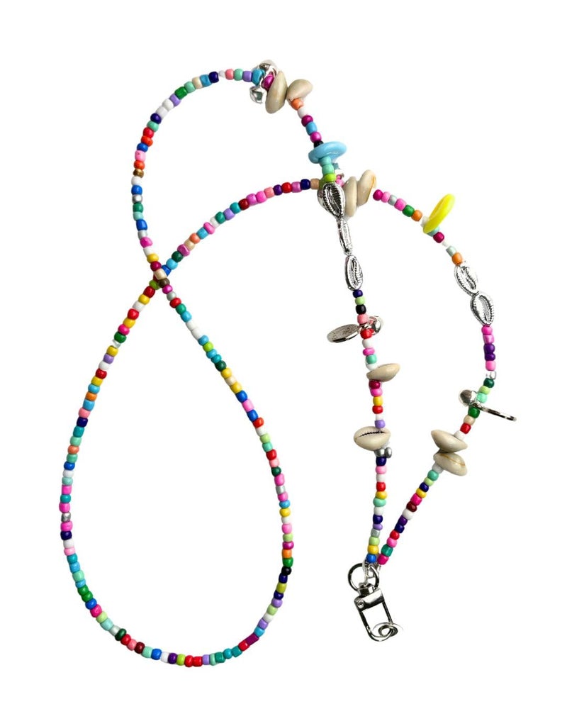 ARENDELLE Navratri Colourful Beads and Shells Phone Sling - Handcrafted Vibrant Mobile Sling Chains [AMS044] Multicolour - Image 5