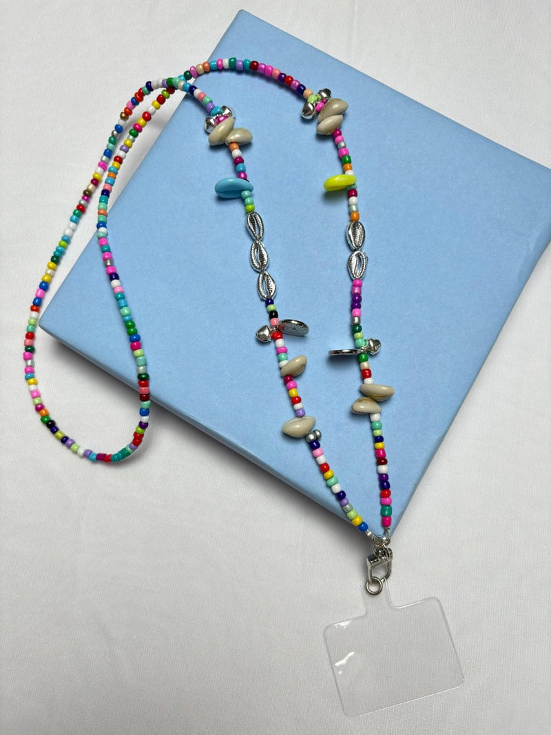 ARENDELLE Navratri Colourful Beads and Shells Phone Sling - Handcrafted Vibrant Mobile Sling Chains [AMS044] Multicolour - Image 4