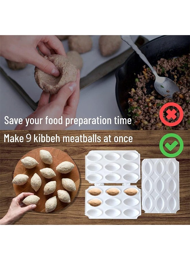 Arabest Meatball Mold Kibbeh Press Mold Maker Durable DIY Plastic Manual Meatloaf Maker Press Tool, Kitchen Cooking Tools for Making Fried Kibbeh (9 Grids, White)  - Image 2