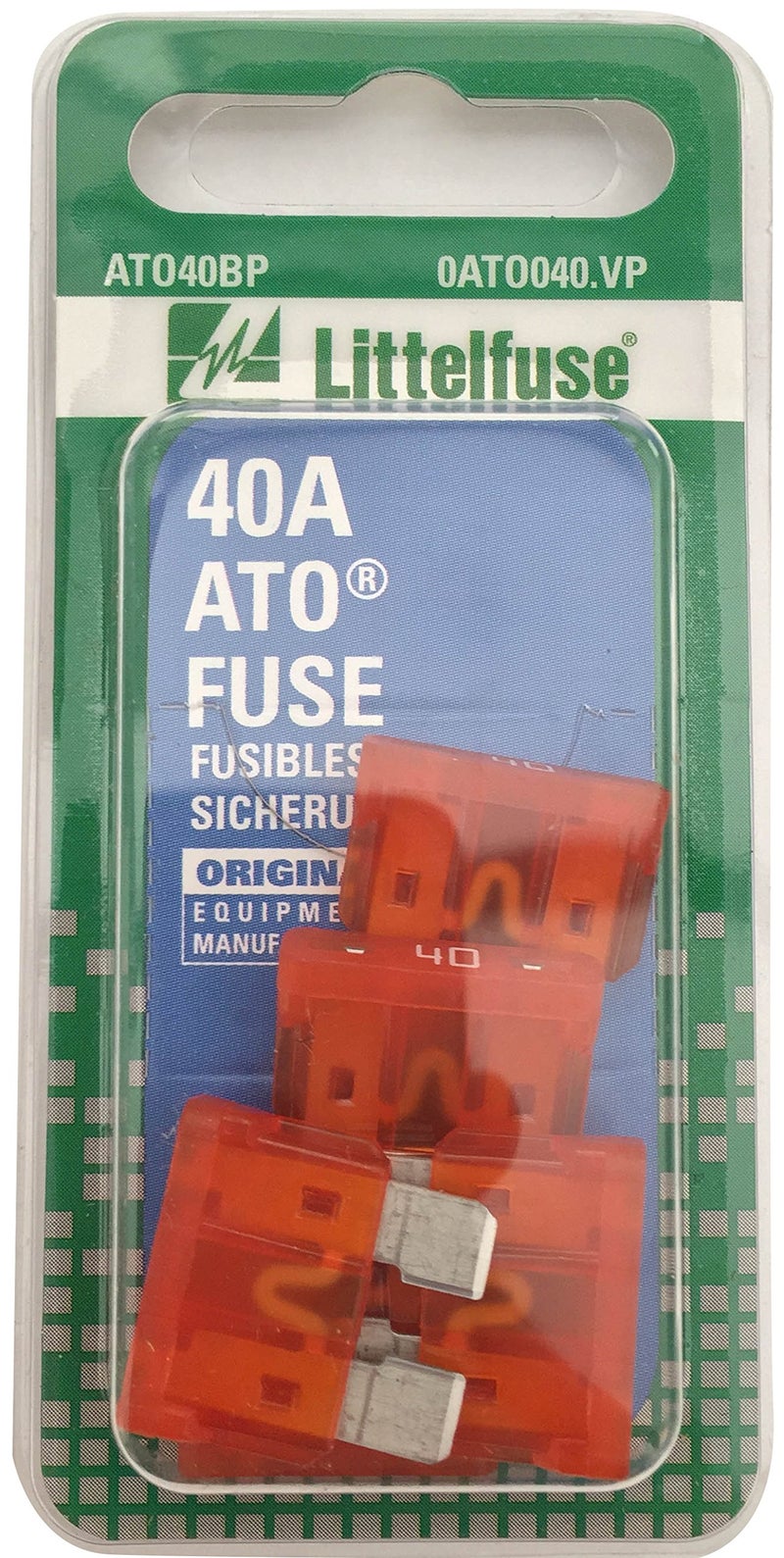 Littelfuse 0ATO040VP ATO 32 Volt 40 Amp Carded Fuse Pack of 5