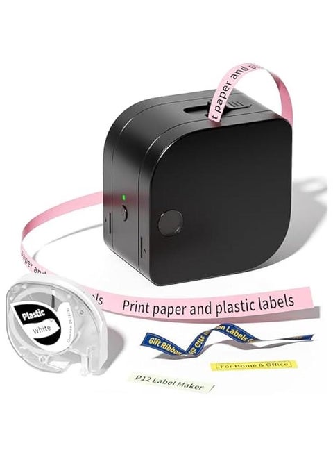 Label Maker - Label Maker Machine with Tape P12, Portable Bluetooth Label Printer Handheld Built-in Cutter Small Label Maker, Mini Thermal Transfer Printer with Template for Product Organizing