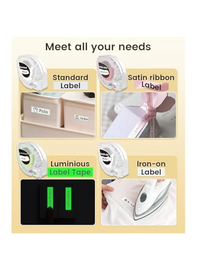 Label Maker - Label Maker Machine with Tape P12, Portable Bluetooth Label Printer Handheld Built-in Cutter Small Label Maker, Mini Thermal Transfer Printer with Template for Product Organizing