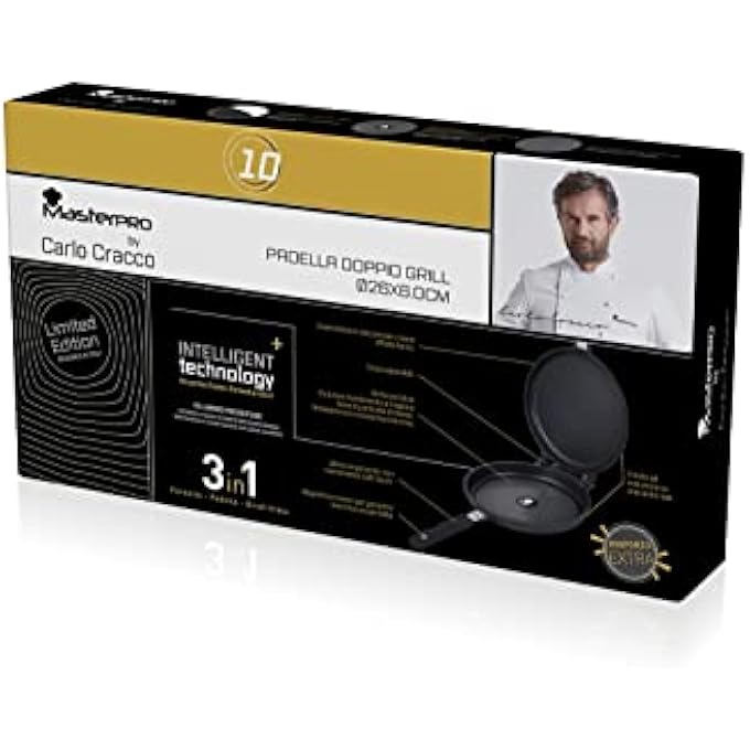 MasterPro Carlo Cracco Double Round Grill Pan With Oven Effect 26 Cm Separable Bodies With Stone Effect NonStick Coating - Image 5