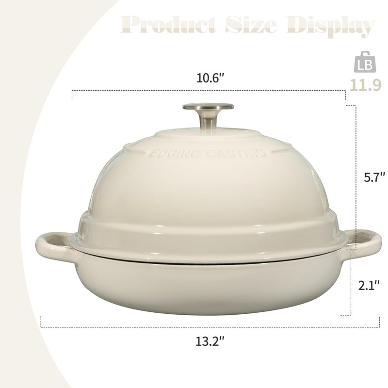 EDGING CASTING Enameled Cast Iron Dutch Oven Pot with Lid, Round Bread Oven for Homemade Sourdough Bread Baking, 6 Quart, White - Image 3