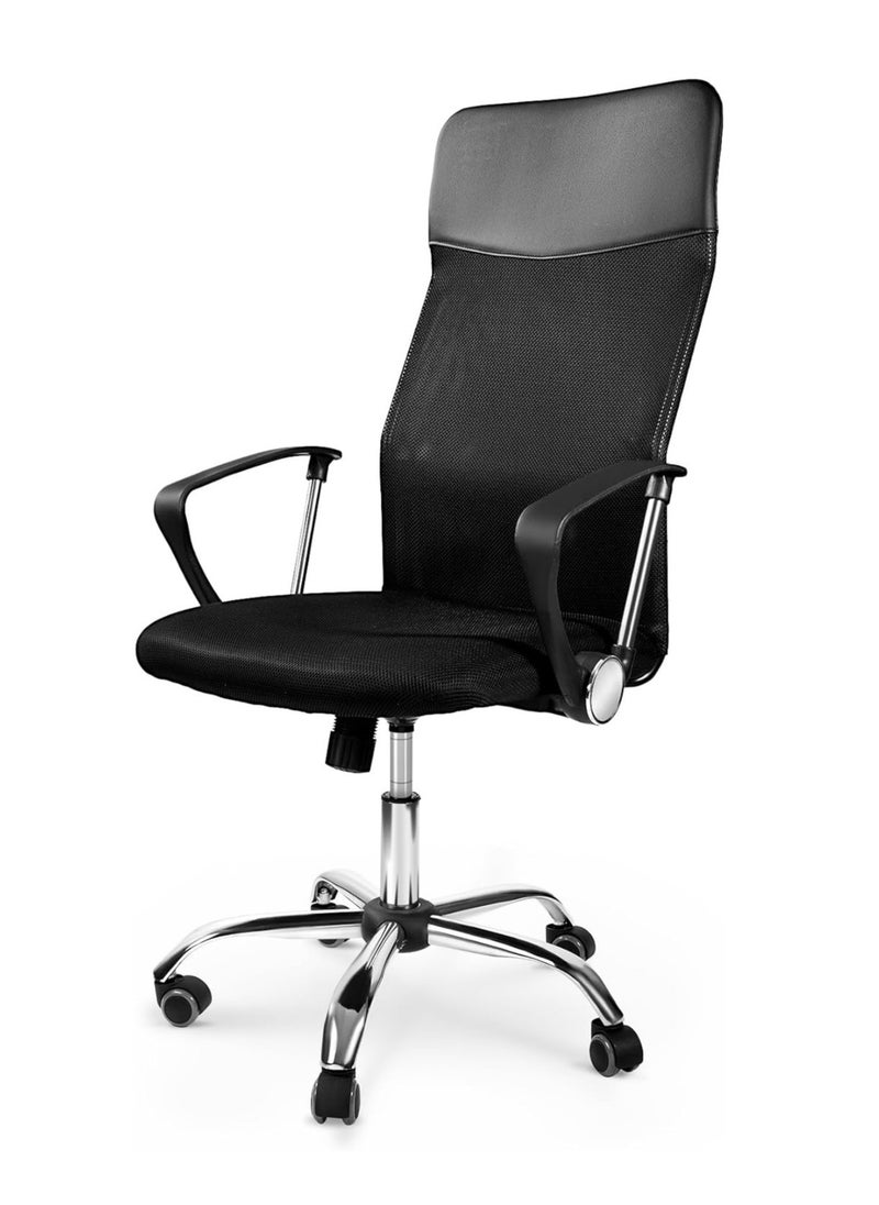 Ergonomic Office Chair Comfortable Mid Back Mesh Chair with Armrests, Adjustable Height, Swivel Chair, 360° Rotatable with Wheels Black